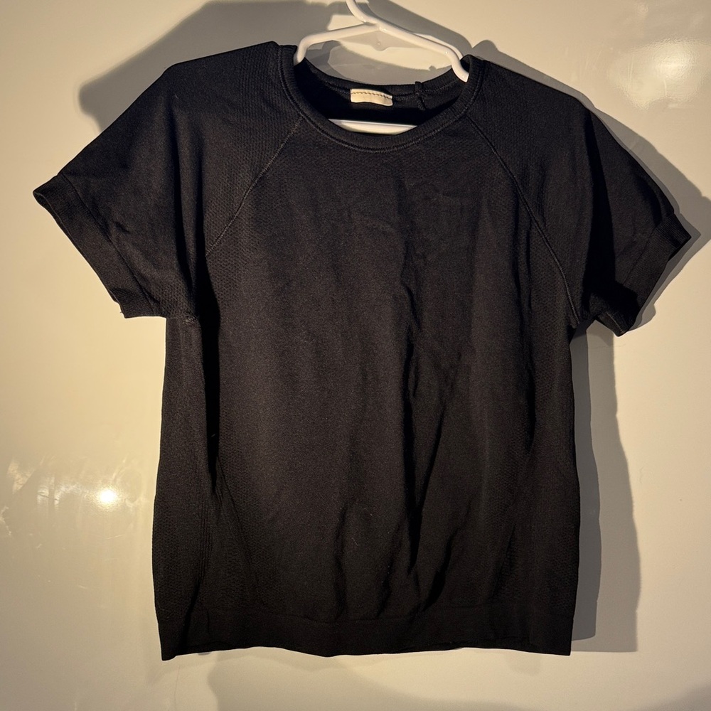 Athleta Girl Black Power Up Sport Length Tee Size M/8-10